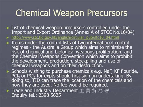 chemical weapons precursors list.